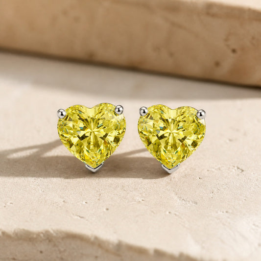 Dazzling Yellow Heart Earrings