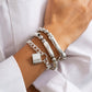 White Gold Beaded Punk Lock Bracelet Set