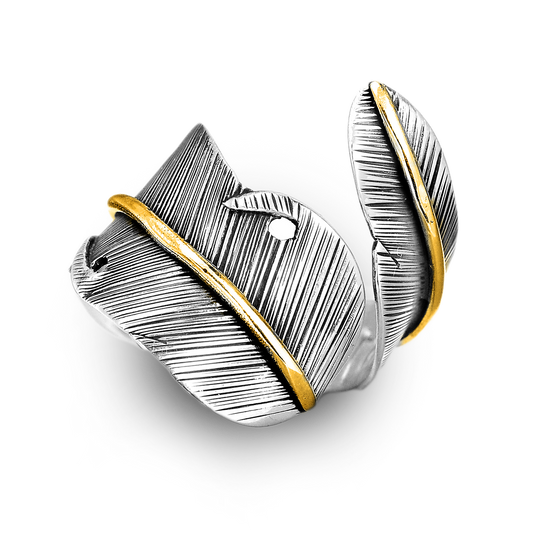 Boho Feather Silver Ring