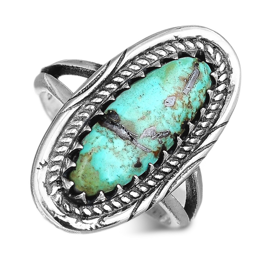 Turquoise Silver Boho Ring
