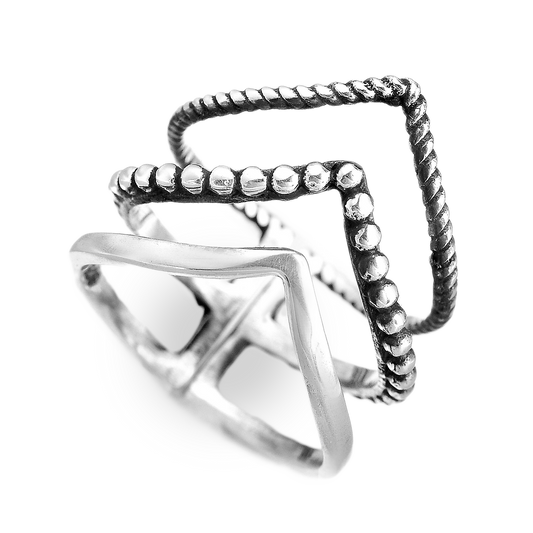 Triple Chevron Boho Ring