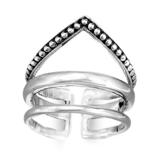 Chevron Boho Silver Ring