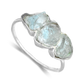 Three Stone Raw Aquamarine Ring