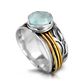 Aquamarine Spinner Silver Ring