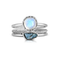 Moonstone Aquamarine Ring Set