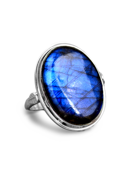 Labradorite Leaf Silver Ring