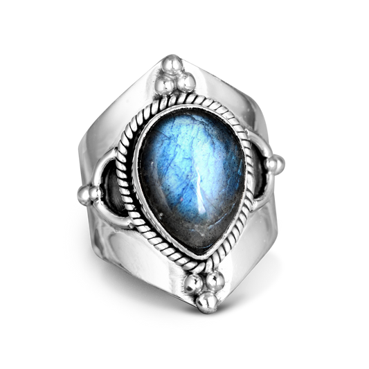 Teardrop Labradorite Silver Ring