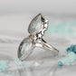 Teardrop Aquamarine Stars Moon Ring