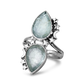 Teardrop Aquamarine Stars Moon Ring