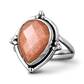 Teardrop Peach Moonstone Ring