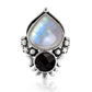 Moonstone and Onyx Celestial Ring