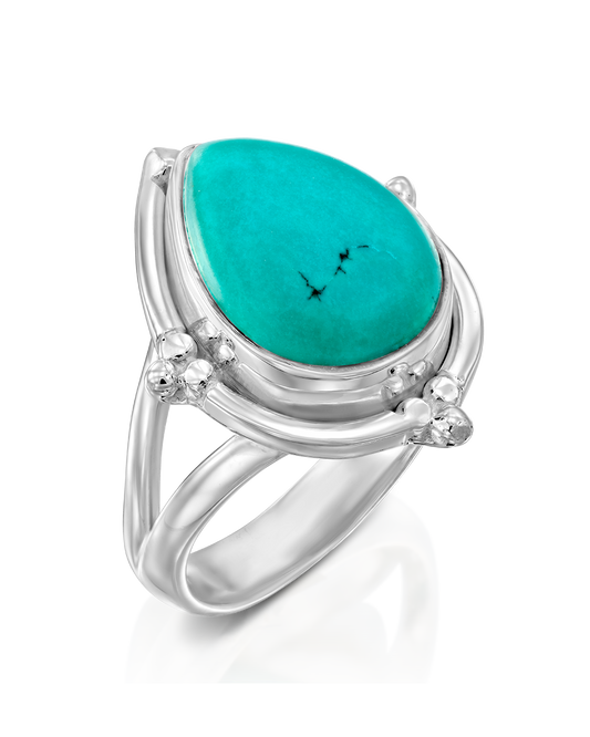 Turquoise Teardrop Silver Ring