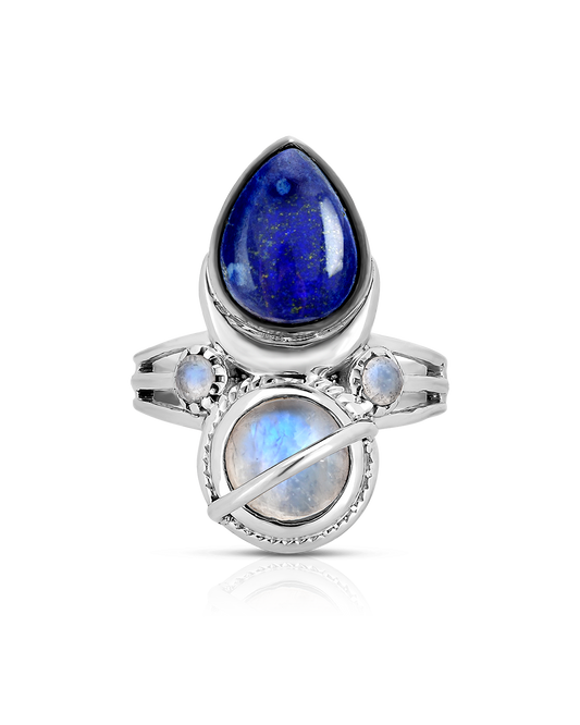 Lapis and Moonstone Celestial Ring