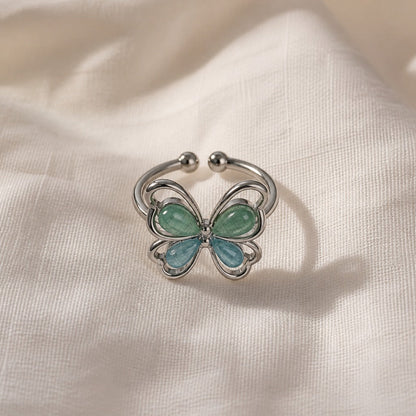 Adjustable Butterfly Silver Ring