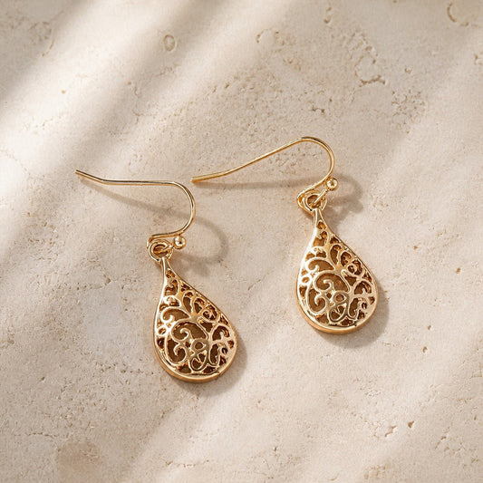 Boho Filigree Teardrop Earrings