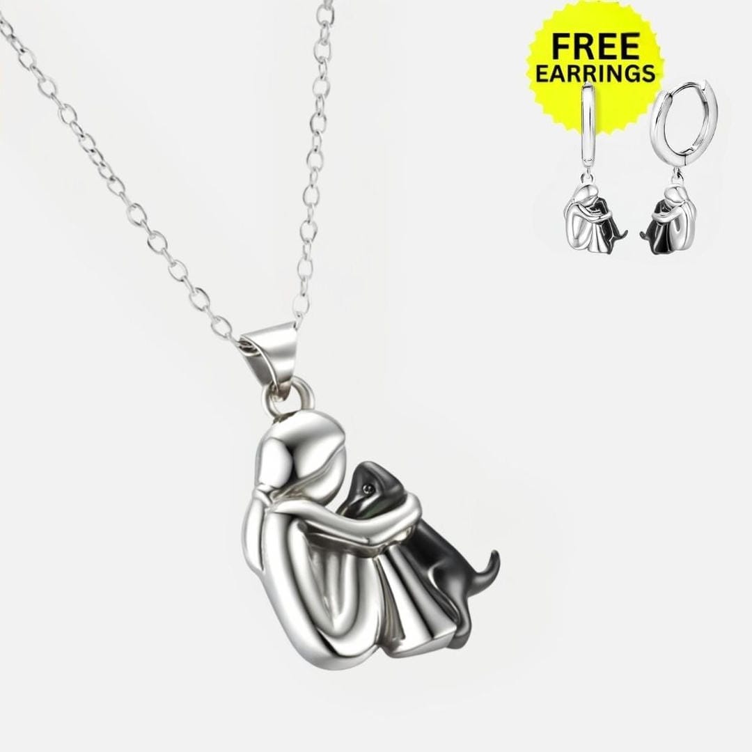 Hug Pendant Necklace with Bonus Earrings