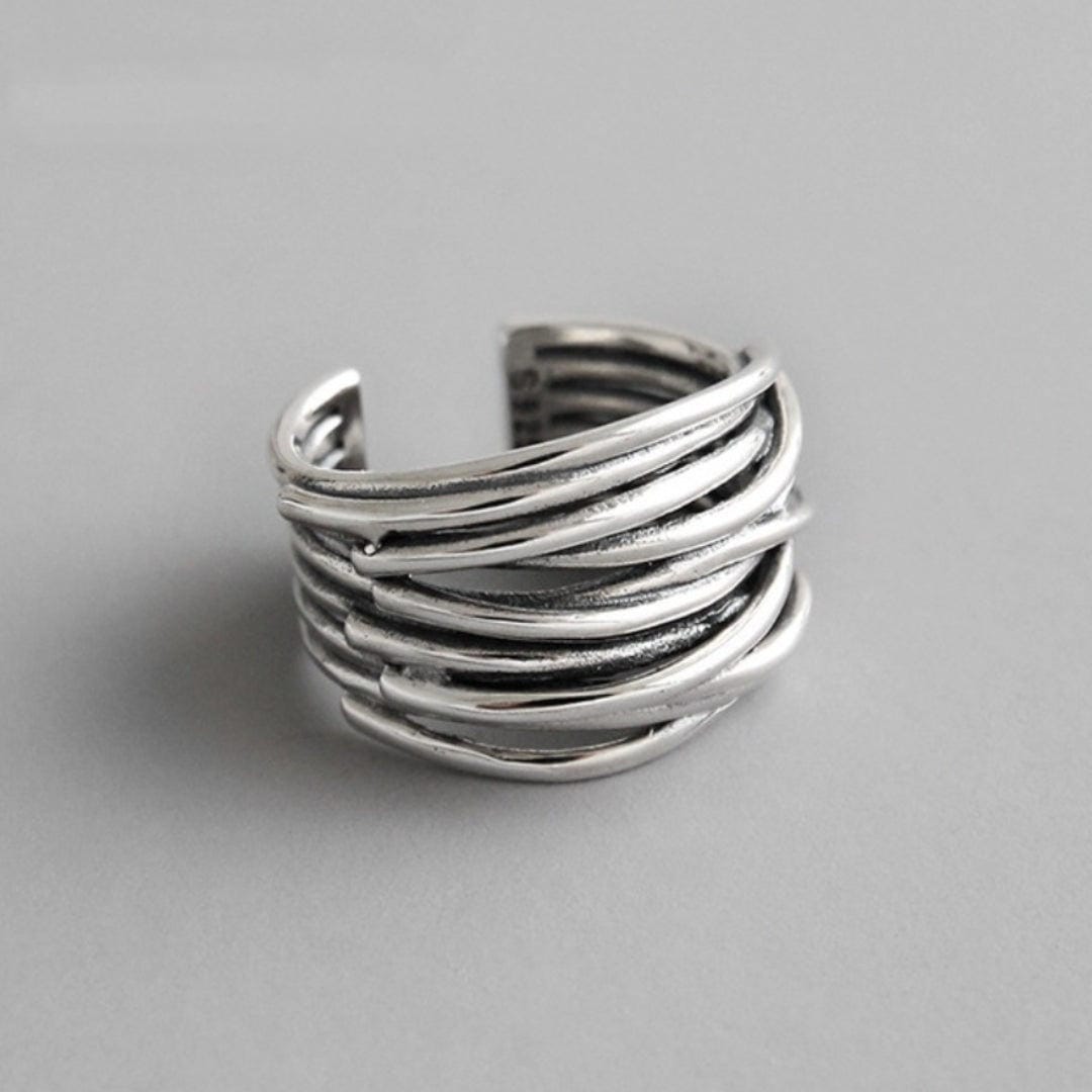 Adjustable Layered Silver Wrap Ring