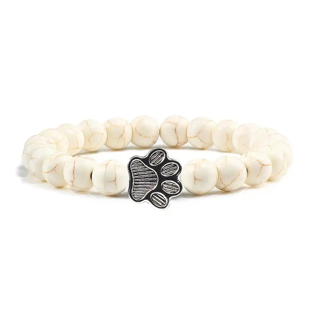 Beaded Paw Bracelet Natural Stone Design