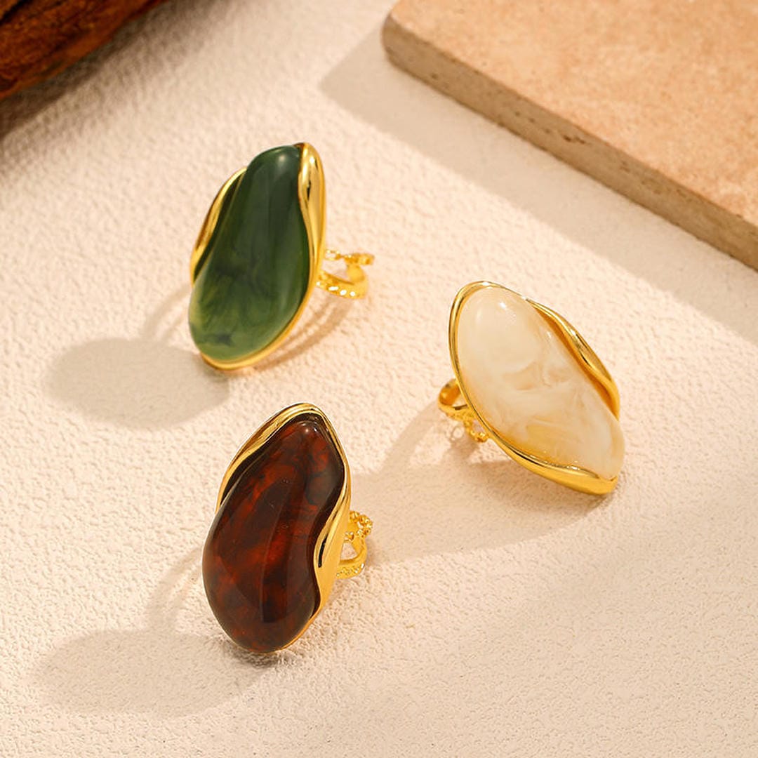 Organic Gemstone Adjustable Statement Rings