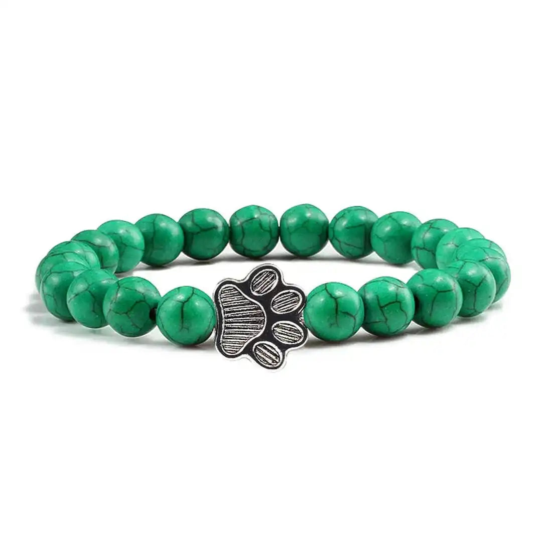 Beaded Paw Bracelet Natural Stone Design