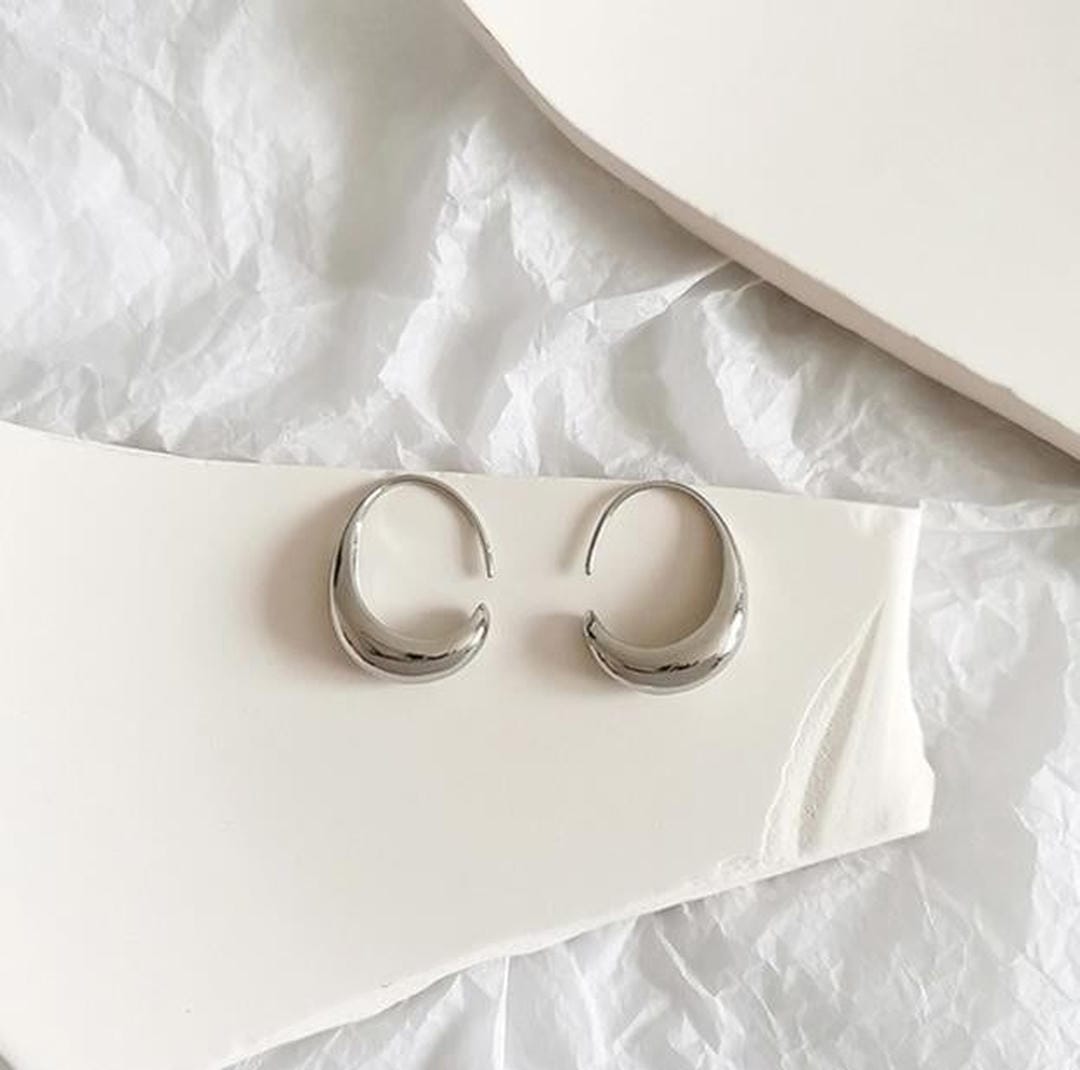 Oval Hoop Gold and Silver Earrings