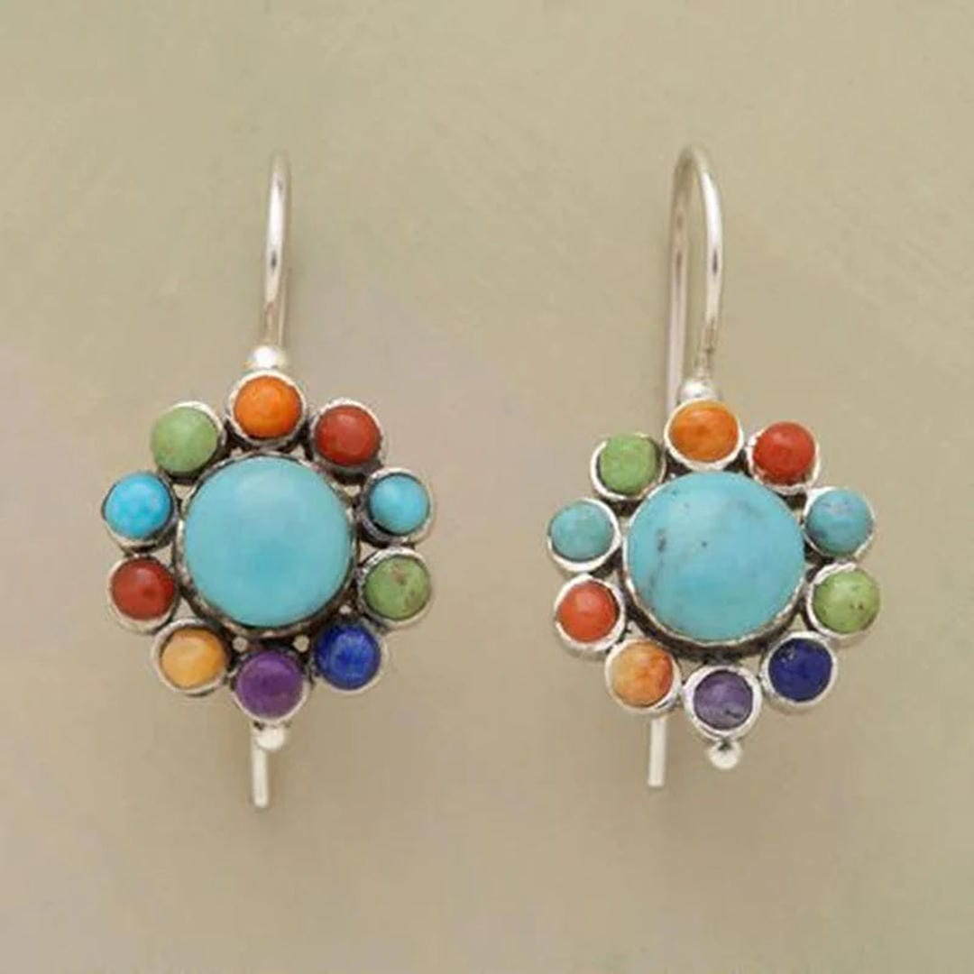 Iris Vintage Turquoise Hoop Earrings