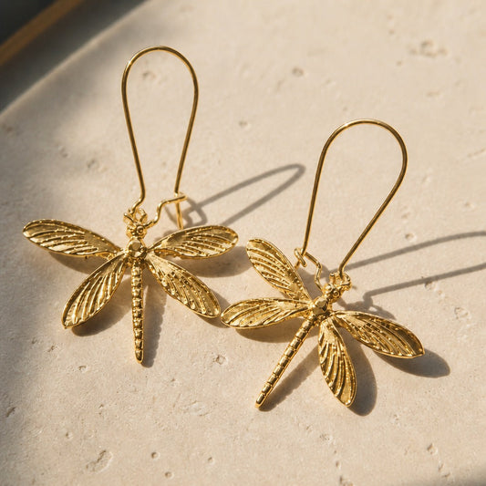 Minimalist Dragonfly Drop Earrings