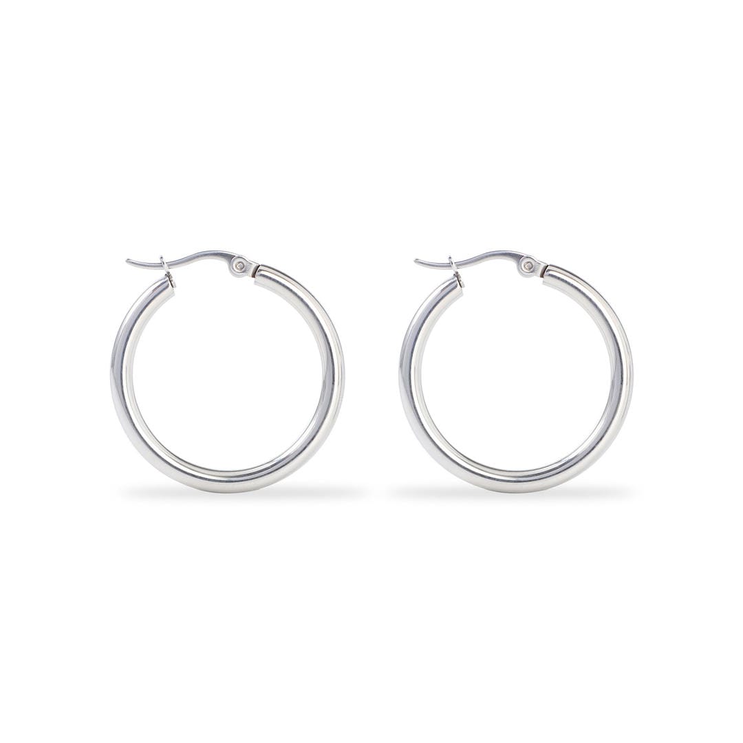 Polished Silver Classic Hoop Earrings