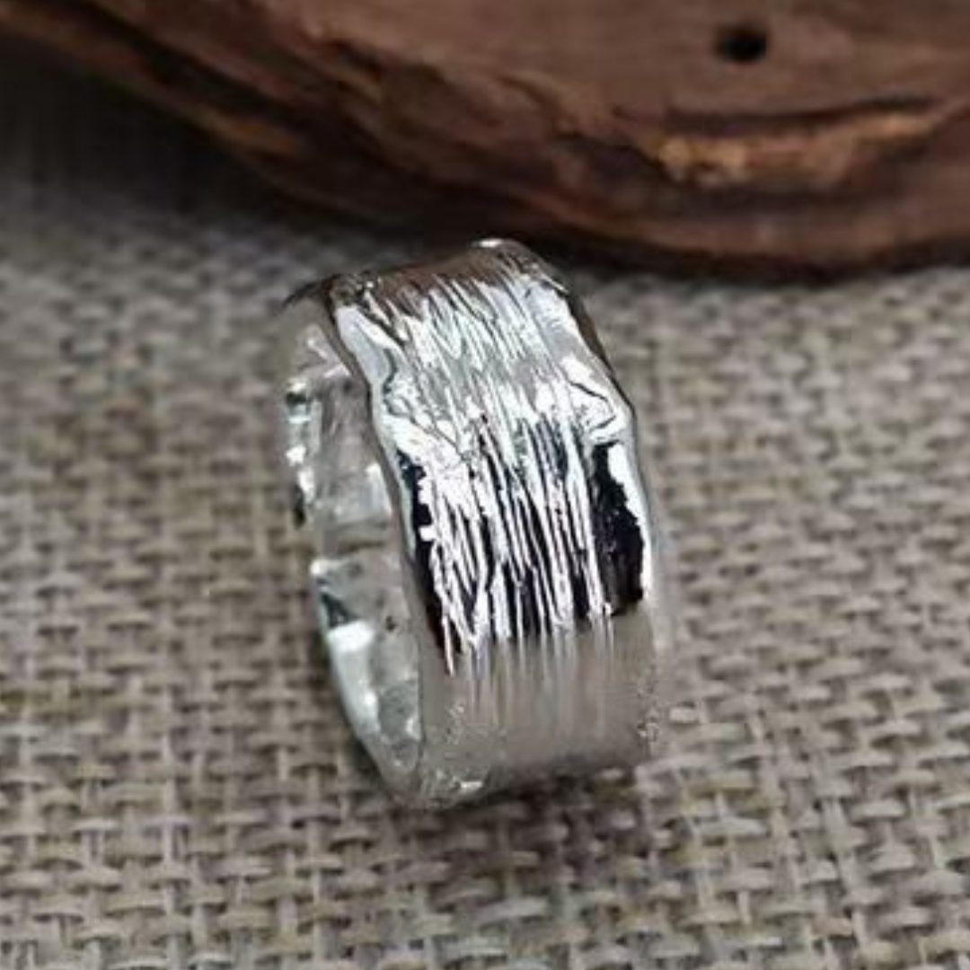 Hammered Style Silver and Gold Ring