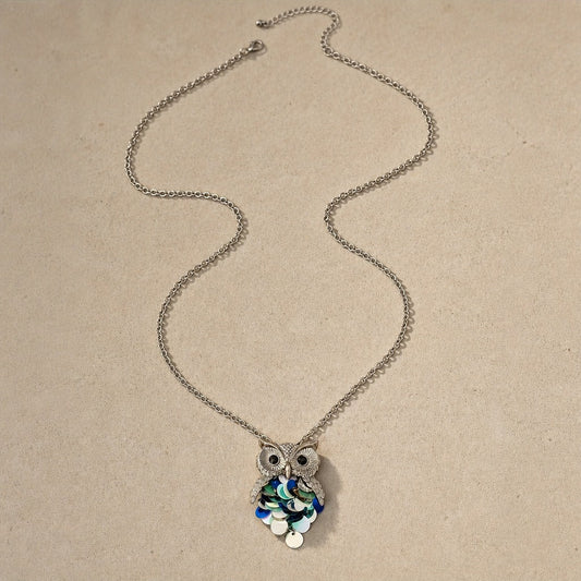 Owl Pendant Long Chain Necklace