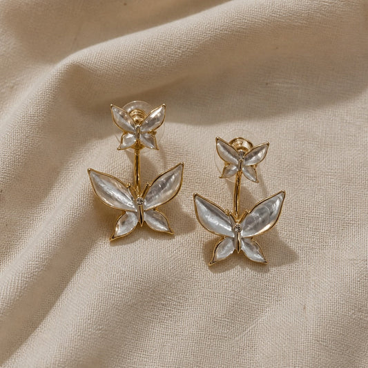Pearl Butterfly Gold Earrings