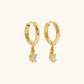 Hammered Crystal Hoop Earrings in Gold