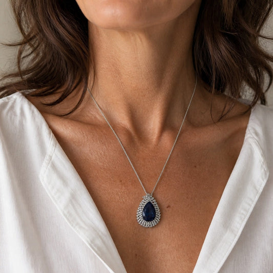 Prestigious Crystal Teardrop Pendant Necklace