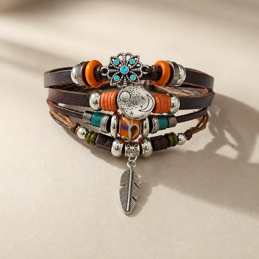 Retro Layered Leather Boho Bracelet