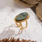 Green Jasper Adjustable Double Ring