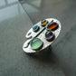 Artist Palette Multicolor Gemstone Adjustable Ring