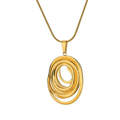 Hollow Geometric Oval Necklace in Gold and Silver