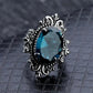Vintage Silver Oval Blue Zirconia Ring