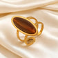 Gold Oval Cabochon Double Ring