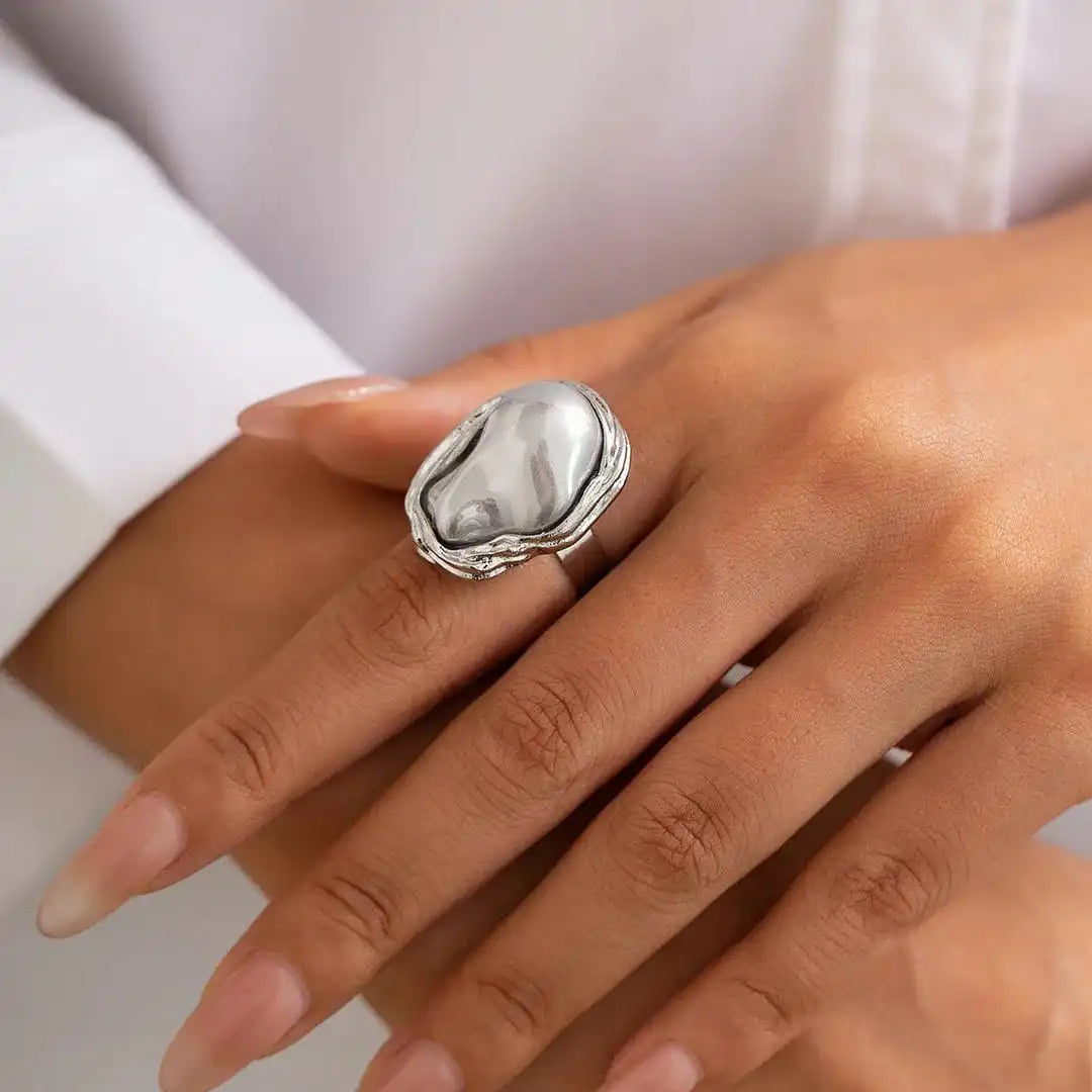 Chunky Baroque Pearl Cocktail Rings