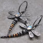 Vintage Dragonfly Moonstone Drop Earrings