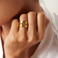 Adjustable Hammered Wide Rainbow Crystal Ring
