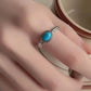 Silver Adjustable Feather Turquoise Ring
