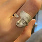 Silver Abstract Face Adjustable Ring