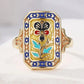 Vintage Enamel Floral Statement Ring
