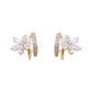 Gold Floral Earrings with Zirconia