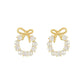 Bow Pearl Circle Stud Earrings