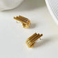 Lustrous Curved Ribbed Gold Earrings