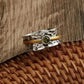 Hammered Silver Gold Peridot Band