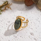 Green Jasper Adjustable Double Ring